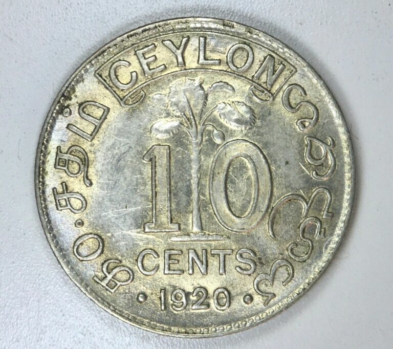 Read more about the article CEYLON: 1920 10 Cents ———> RAD LITTLE UNC SILVER COIN FROM PRESENT DAY SRI LANKA