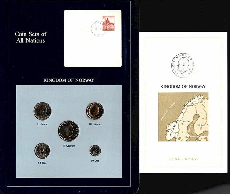 Read more about the article 1983 and 1984 Coin Sets of All Nations Kingdom of Norway 5 Coins Franklin Mint UNC