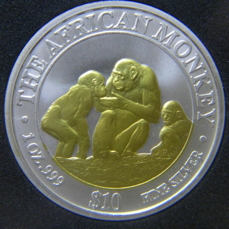 Read more about the article Somalia 2004 $10 Dollars Gilded African Monkey 1 oz .999 Silver Coin in Capsule