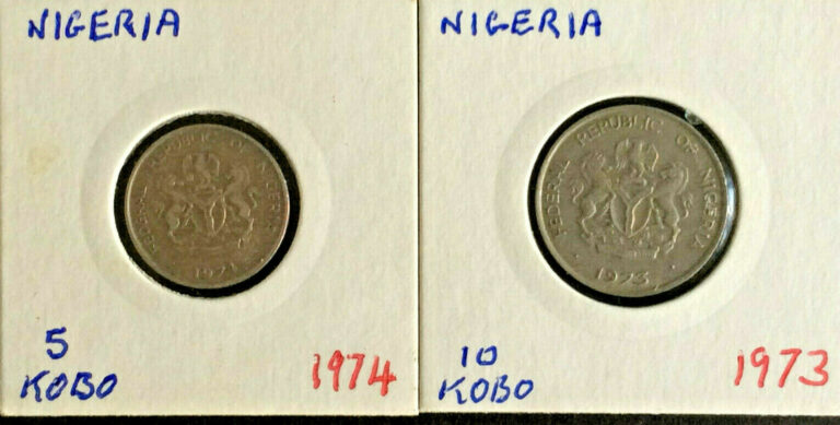 Read more about the article NIGERIA COINS  1973  10 KOBO  1974  5 KOBO