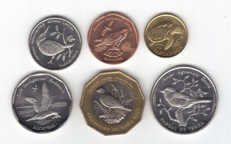 Read more about the article CAPE CABO VERDE – 6 DIF UNC COINS SET 1 – 100 ESCUDOS 1994 YEAR BIMETAL BIRDS