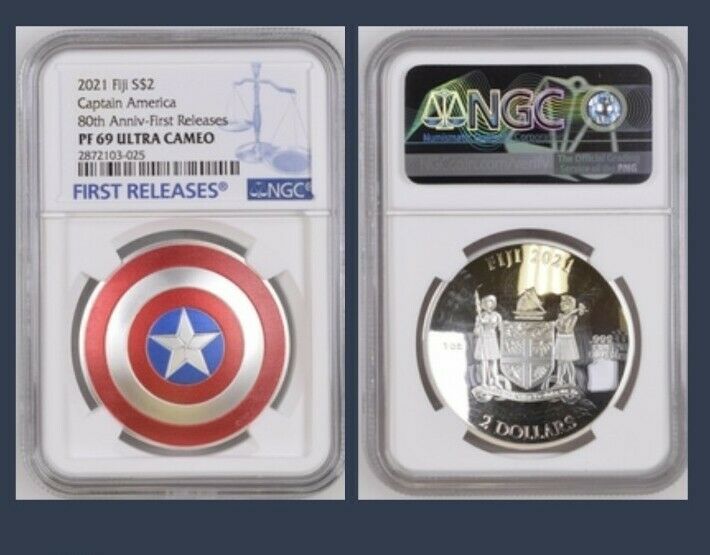 Read more about the article 2021 MARVEL – CAPTAIN AMERICA SHIELD – 1 OZ. SILVER COIN – PF69 1ST RELEASE 1OZ