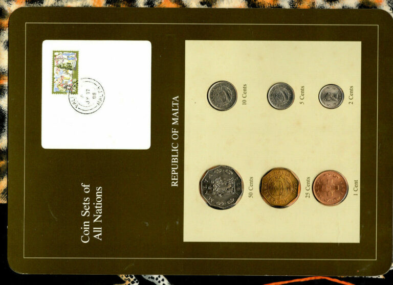 Read more about the article Coin Sets of All Nations Malta 6 coins 1972-1986 UNC 25 cents 1975 5 10 cts 1986