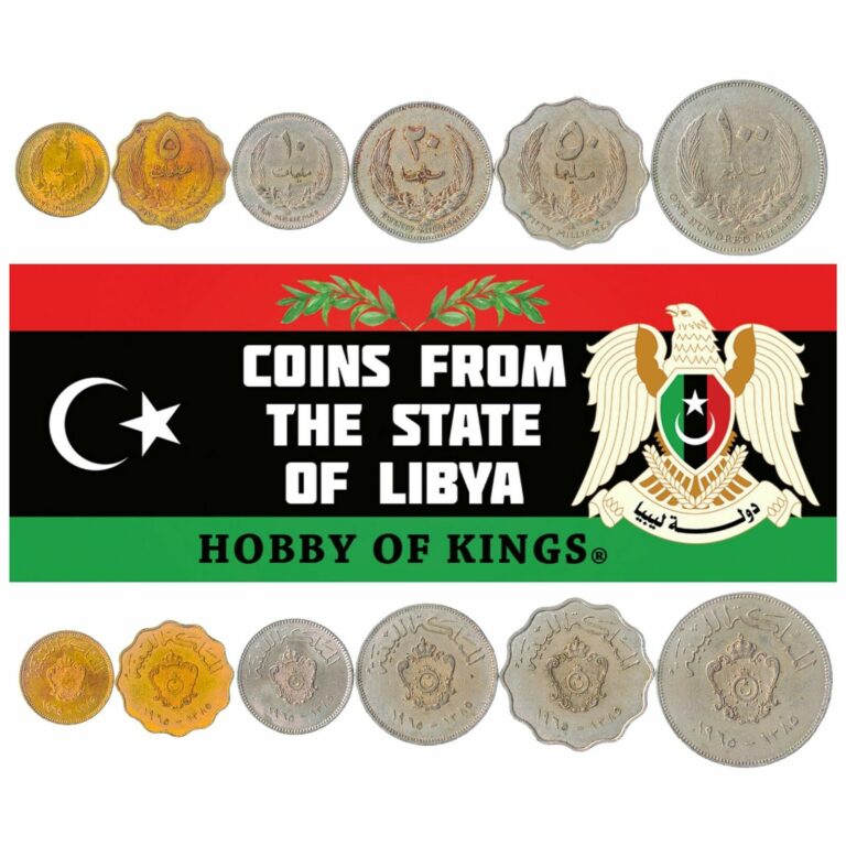 Read more about the article SET OF 6 COINS FROM KINGDOM OF LYBIA: 1  5  10  20  50  100 MILLIEMES. 1965