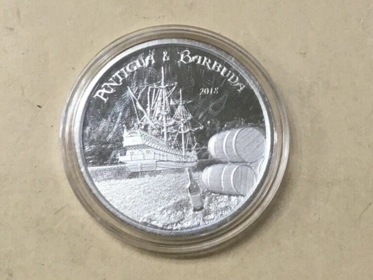 Read more about the article 2018 ANTIGUA and BARBUDA RUM RUNNER PIRATE SHIP TREASURE $2 .999 FINE SILVER 1 OZ