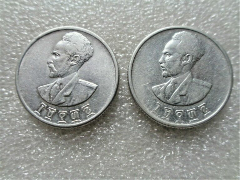 Read more about the article 1944 ETHIOPIA SILVER COINS***HAILE SELASSIE  I***50 SANTEEM***LOT OF 2***