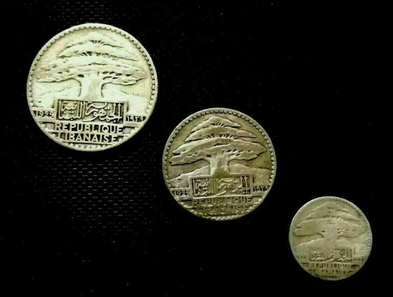 Read more about the article LEBANON 1929 COMPLETE SET OF 3 SILVER COINS 10-25-50 PIASTERS ( QIRSH ) COINS