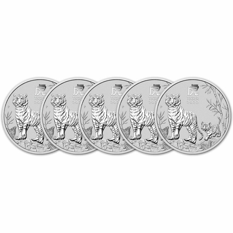 Read more about the article 2022 P Australia Silver Lunar Year of the Tiger 1/2 oz 50C – BU – Five 5 Coins