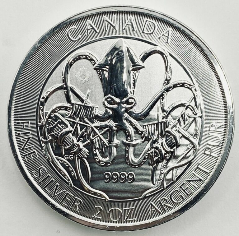 Read more about the article 2020 2 oz Royal Canadian Creatures of the North Series The Kraken Silver Coin