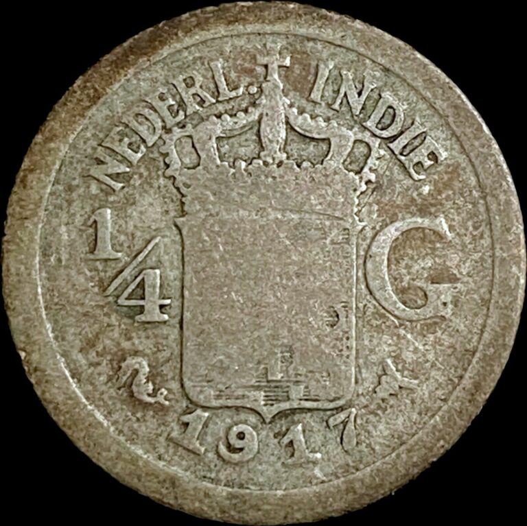 Read more about the article NETHERLANDS EAST INDIES. 1917  1/4 Gulden  Silver – Indonesia  Utrecht