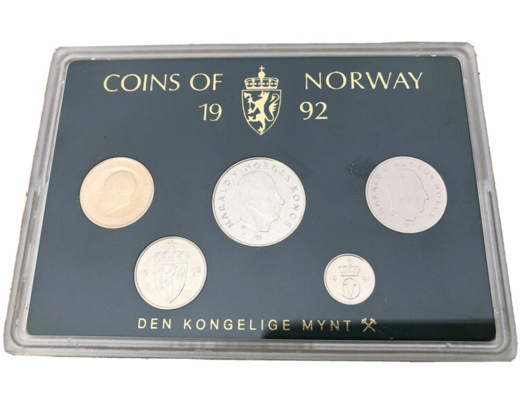 Read more about the article NORWAY 5 Uncirculated Coins 1992 Coin Set from the Royal Mint