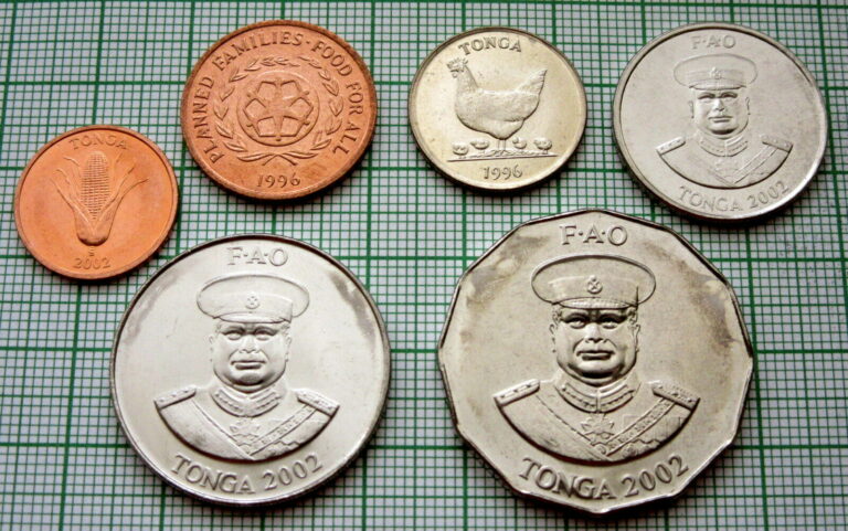 Read more about the article TONGA 1996 – 2002 1  2  5  10  20 and 50 SENITI – 6 COINS SET  ALL UNC