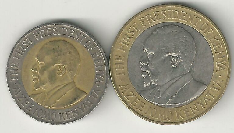 Read more about the article 2 DIFFERENT BI-METAL COINS from KENYA – 5 and 10 SHILLINGS (BOTH DATING 2005)