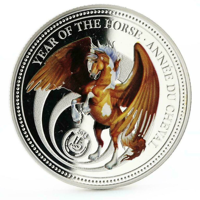 Read more about the article Benin 1000 francs Year of the Horse series Pegasus colored silver coin 2014