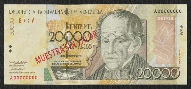 Read more about the article VENEZUELA  20000 Bolivares  Aug-16-2001  Serie A8  UNC (MUESTRA SIN VALOR) 