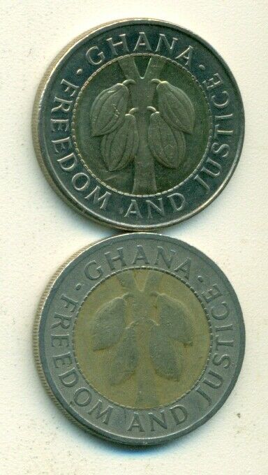 Read more about the article 2 DIFFERENT BI-METAL 100 CEDIS COINS from GHANA DATING 1991 and 1997.