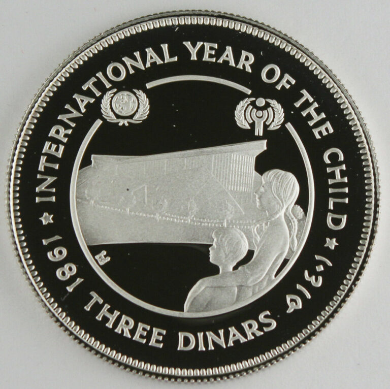 Read more about the article Jordan 1981 3 Dinars PROOF Sterling Silver Coin Year Of The Child KM#-43 GEM