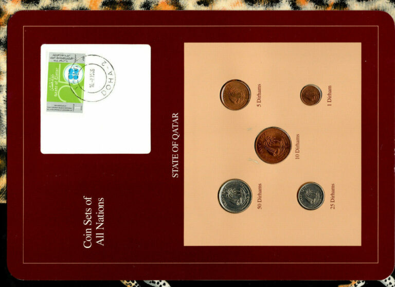 Read more about the article Coin Sets of All Nations Qatar 1973 – 1987 UNC 25  50 Dirhams 1987