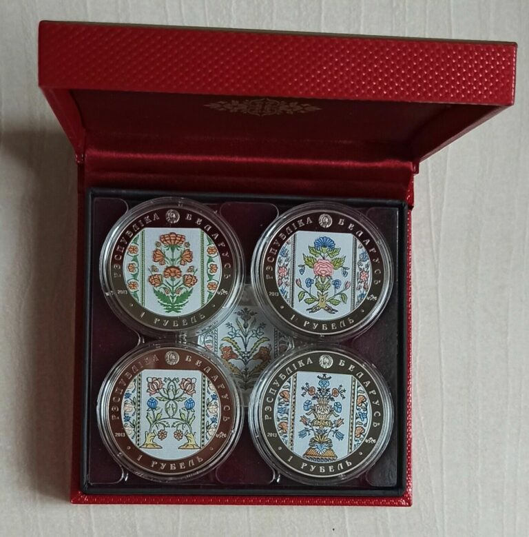 Read more about the article Belarus BELTS OF SLUTSK 1 ruble 2013 Lot of 5 Coloring coins Copper-Nickel BOX