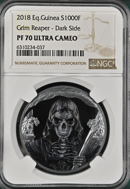 Read more about the article 2018 Equatorial Guinea GRIM REAPER THE DEATH 1oz Proof Silver Coin NGC PF70 UCam