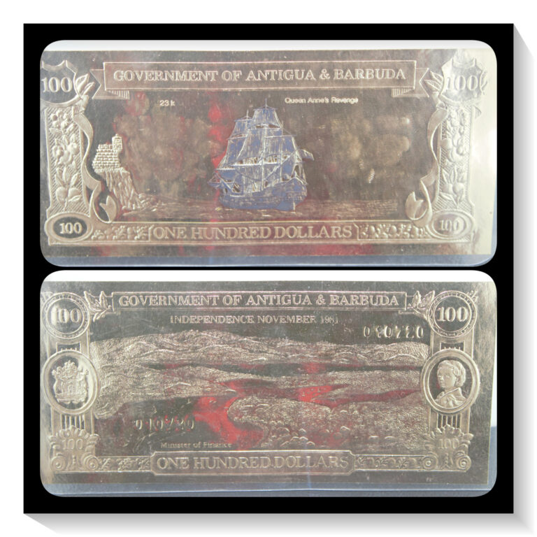 Read more about the article Antigua and Barbuda Gold Banknote 100 DOLLARS “Queen Anne’s Revenge”