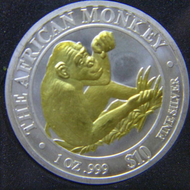 Read more about the article Somalia 2002 $10 Dollars Gilded African Monkey 1 oz .999 Silver Coin in Capsule