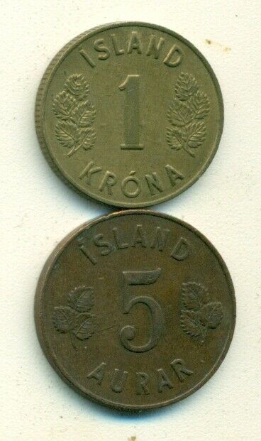 Read more about the article 2 OLDER COINS from ICELAND – 5 AURAR and 1 KRONA (BOTH DATING 1946)