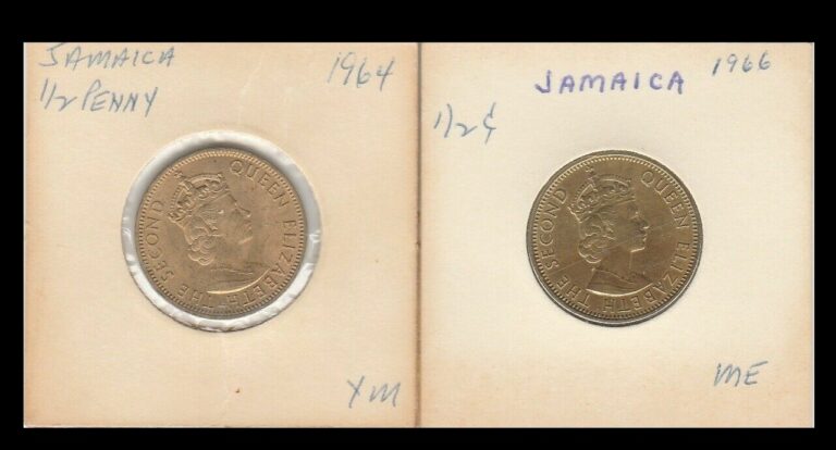 Read more about the article JAMAICA 1964 and 1966 1/2 PENNY WORLD COINS GREAT CONDITION ~ YOU GRADE