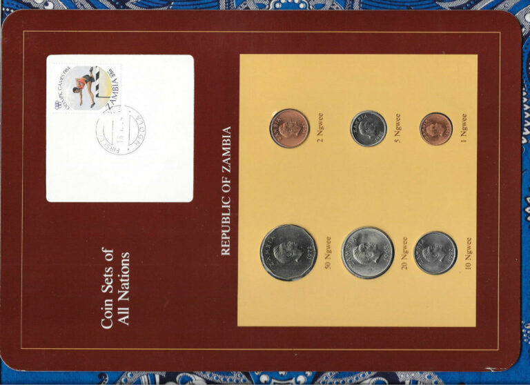 Read more about the article Coin Sets of All Nations Zambia w/card 1972-1983 UNC 20 50 Ngwee 1972