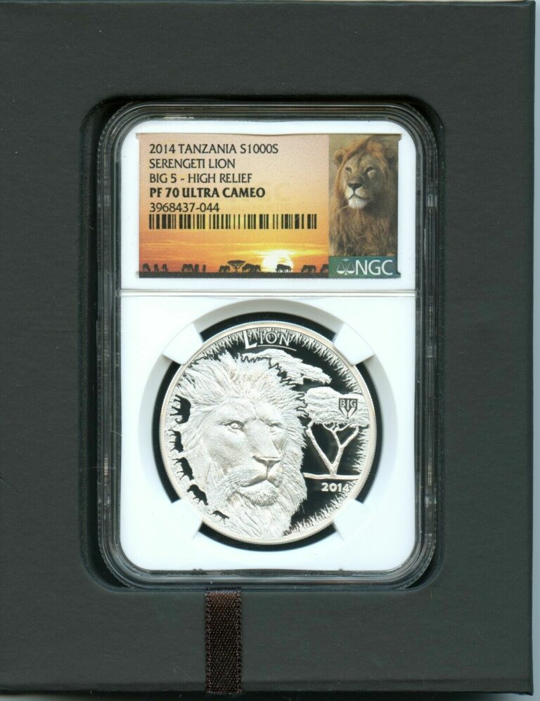 Read more about the article Silver 2014 Tanzania 1000 Shillings Big 5 Serengeti Lion | NGC PF70 Ultra Cameo