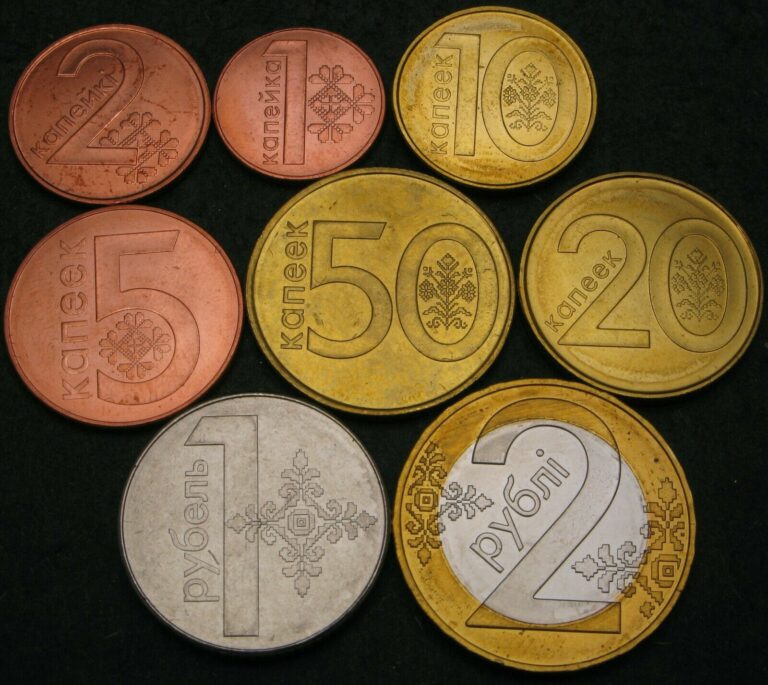 Read more about the article BELARUS 1 Kopek / 2 Roubles  2009 – Lot of 8 Coins – UNC *