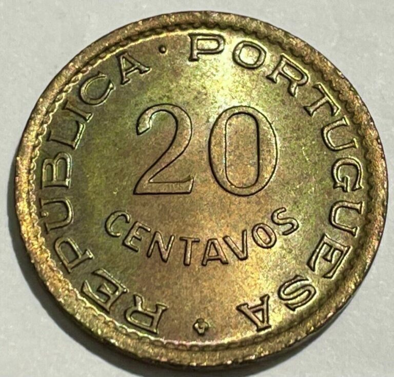 Read more about the article 1948 Angola 20 Centavos Coin UNC Toned Obverse  KM 71  Item42