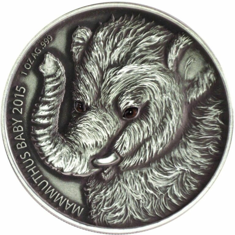 Read more about the article Woolly Mammoth Baby 2015 Burkina Faso 1000 Fr 1 Oz Silver Coin w Real Eye Effect