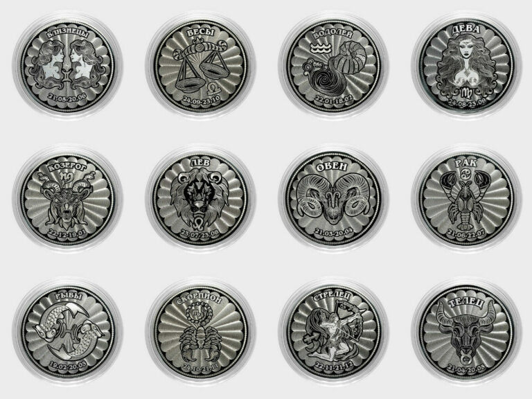 Read more about the article Set of 12 coins zodiac Signs 25 rubles UNC. Coins in capsules