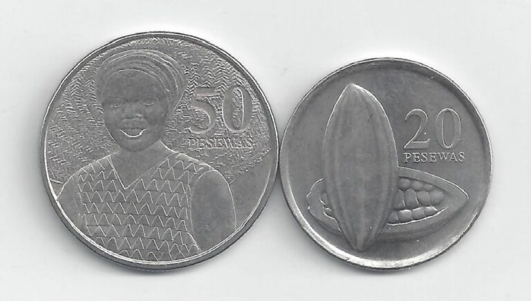 Read more about the article 2 DIFFERENT COINS from GHANA – 20 and 50 PESEWAS (BOTH DATING 2007)