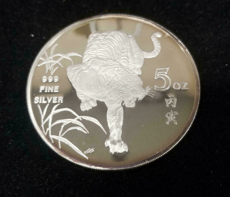 Read more about the article 1986 SM Singapore Tiger  5 Oz .999 Fine Silver  Proof