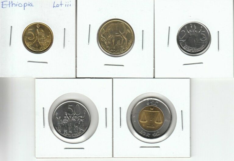 Read more about the article Ethiopia Almost Uncirculated Set of 5 Different Coins – iii