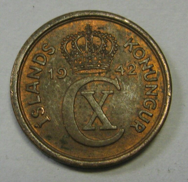 Read more about the article 1942 Iceland Icelandic 1 Eyrir Crowned Monogram WWII Era Coin Grading AU  i12