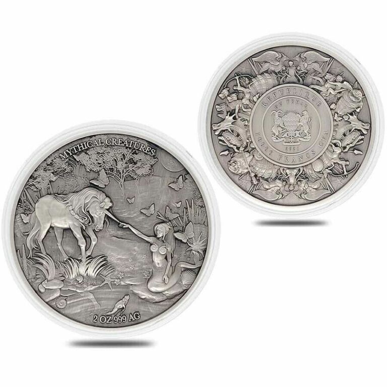 Read more about the article 2021 Chad 2 oz Silver Mermaid and Unicorn Mythical Creatures Coin (In Cap  Sealed)