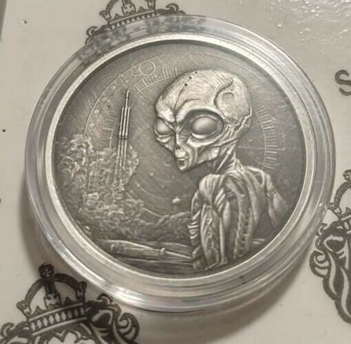 Read more about the article Silver 1 Oz 2021 Ghana Alien Antiqued Coin – 3k Made – (BU) – Fine .999 –