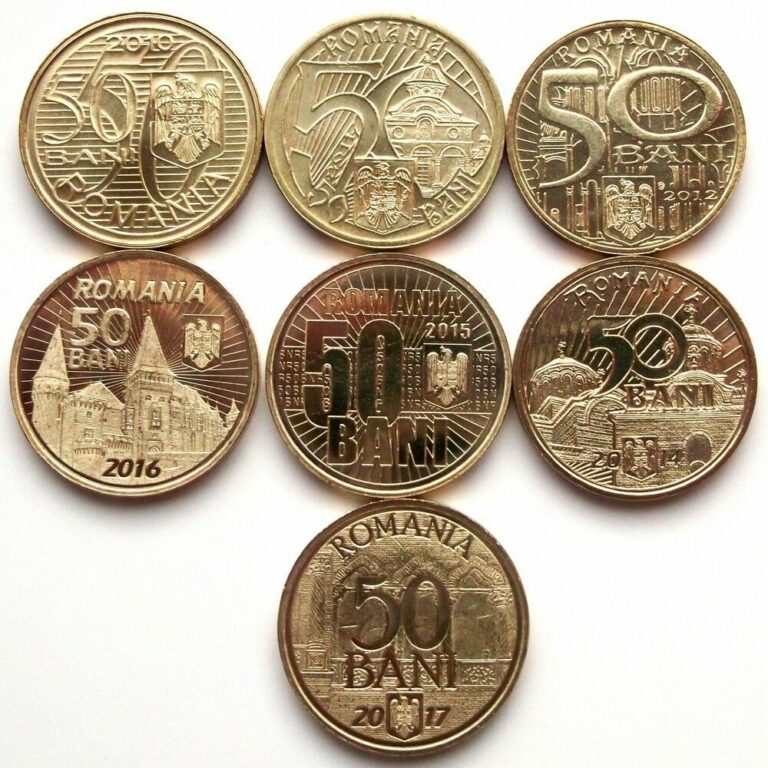 Read more about the article ROMANIA 7 Coins COIN 50 bani 2010 2011 2012 2014 2015 2016 2017 Romanian Rumania