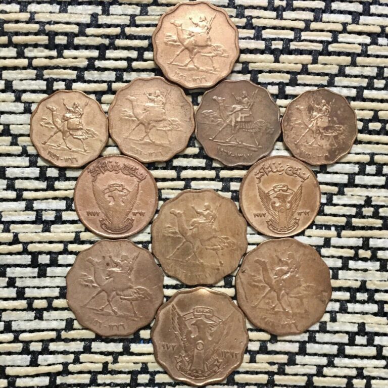 Read more about the article 1956 62 67 72 Sudan Coins  2  5  10 MIilliemes  Camel Coin  Africa X 11  Rare.