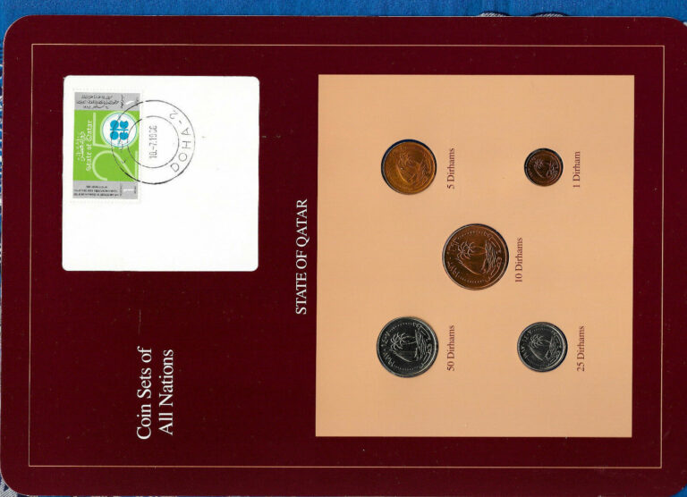 Read more about the article Coin Sets of All Nations Qatar 1973 – 1987 UNC 25  50 Dirhams 1987