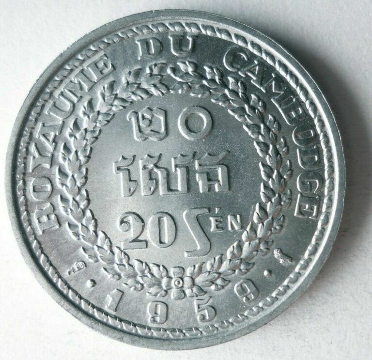 Read more about the article 1959 CAMBODIA 20 SEN – AU/UNC – Exotic Hard to Find Coin – Free Ship – Bin #410