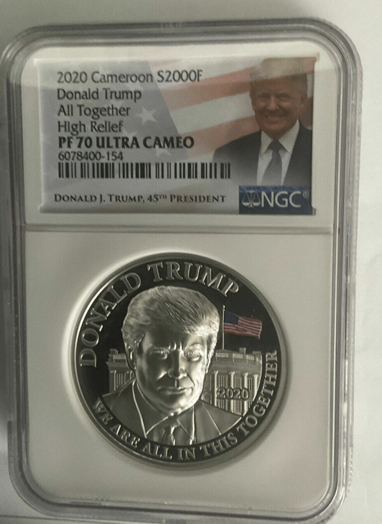 Read more about the article 2020 CAMEROOON S2000F DONALD TRUMP HIGH RELIEF PF70 ULTRA CAMEO 2oz SILVER