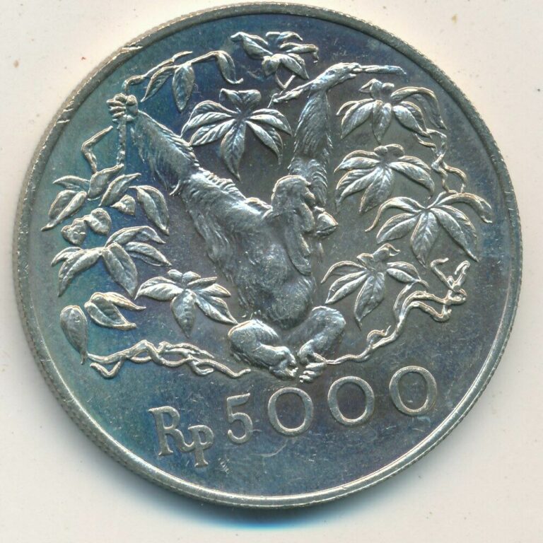 Read more about the article 1974 INDONESIA SILVER 5000 RUPIAH-ORANGUTAN-BEAUTIFUL LARGE SILVER COIN-FREE S/H