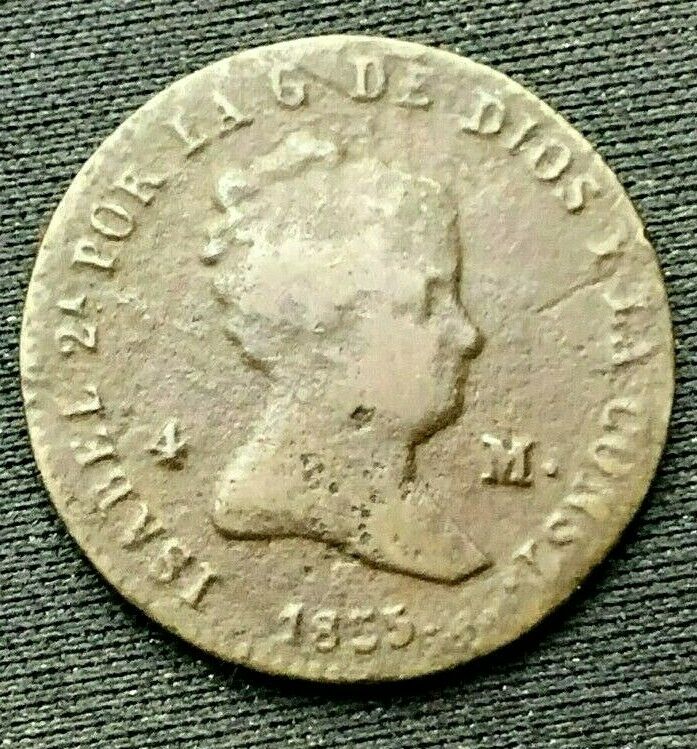 Read more about the article 1855 Spain 4 Maravedis Circulated coin   Rare Readable Date World Coin   #C054