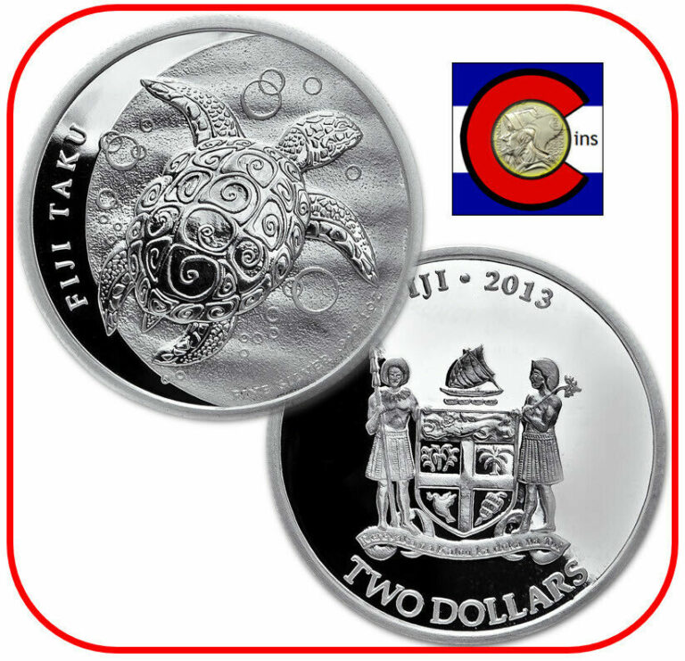 Read more about the article 2013 Fiji Taku $2 Hawksbill Turtle 1oz Silver Coin in direct fit capsule