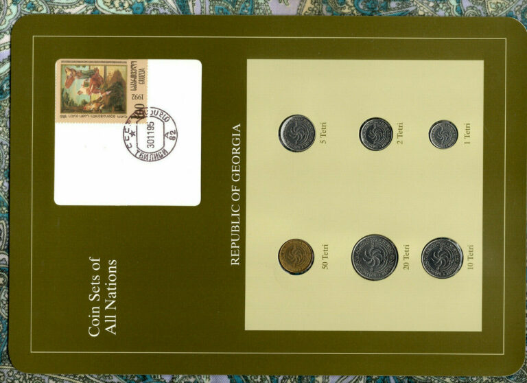 Read more about the article Coin Sets of All Nations Georgia w/card 1993 UNC 50 20 10 5 2 1 Tetri