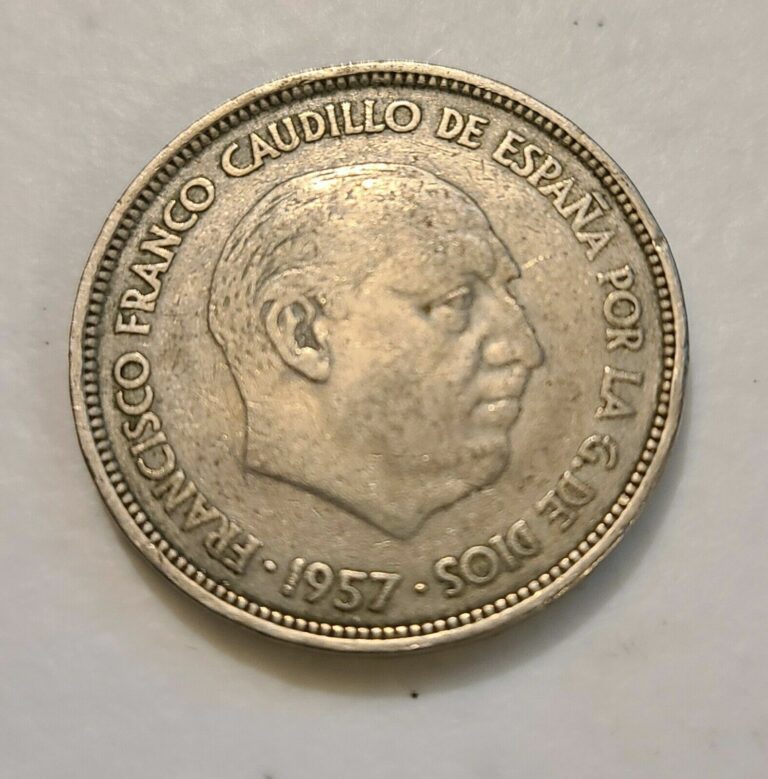 Read more about the article 1957 Spain 25 PTAS Coin Francisco Franco Caudillo De Espana Por La G. De Dios